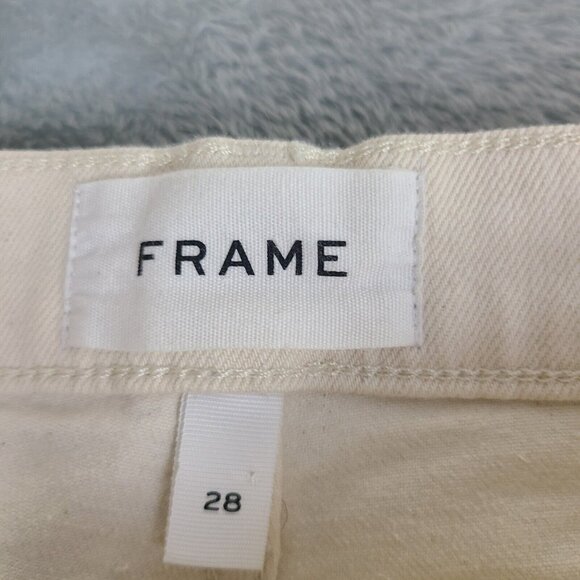FRAME Le Crop Mini Boot in Multi White Ecru‎ Bootcut Stretch Jeans Size 28 - Picture 2 of 9